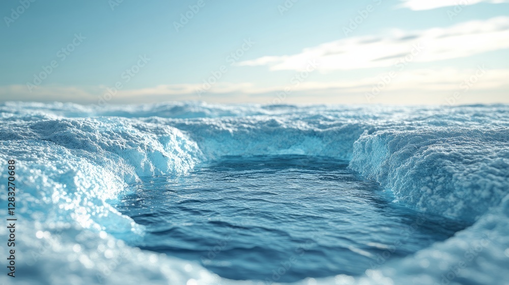 Obraz premium Frozen Arctic ocean with broken ice floes, showing significant polar melting 