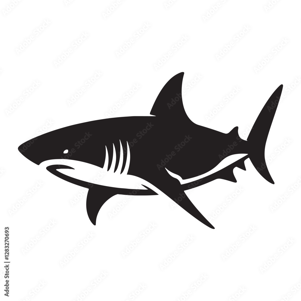 Dynamic Bull Shark silhouette, showcasing the movement of a predator - Bull Shark illustration - Minimalist Bull Shark vector - Fish silhouette
Dynamic Bull Shark silhouette, showcasing the movement of a predator - Bull Shark illustration - Minimalist Bull Shark vector - Fish silhouette
