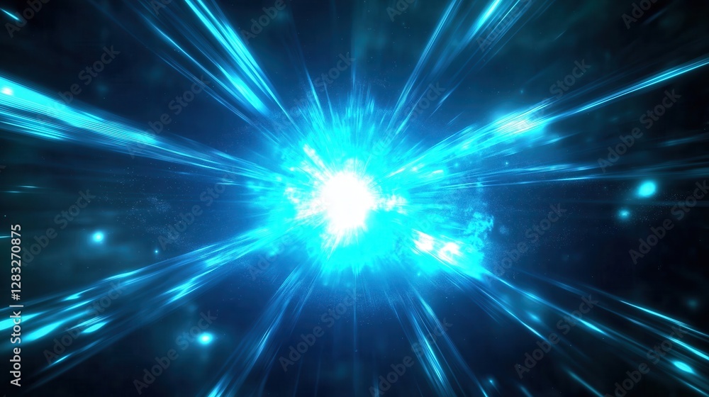 Vibrant blue light burst with dynamic energy effects. Vibrant blue light burst with dynamic energy effects.