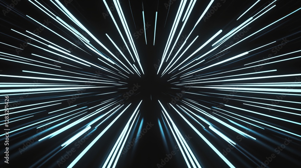 Vibrant light rays radiating from a central point in a dark space. Vibrant light rays radiating from a central point in a dark space.