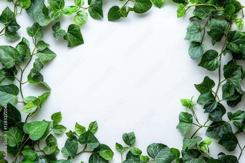 Naklejka premium Plant border frame framing element on white background