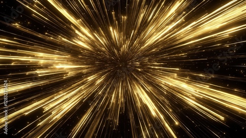 Vibrant golden light bursts radiating in all directions.