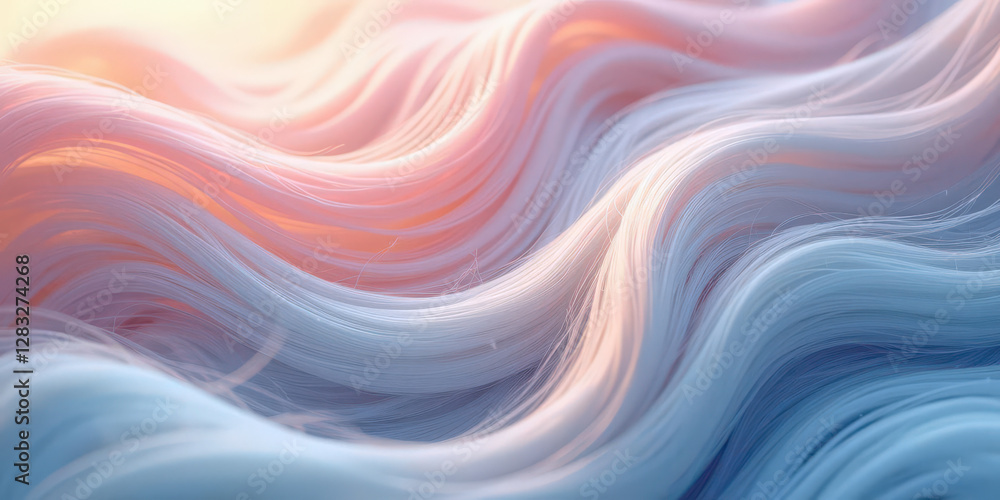 Ethereal Hair Flow: This image unveils an abstract representation of flowing hair or fabric, painted in calming hues of pink and blue, creating a dreamy and mesmerizing effect. Ethereal Hair Flow: This image unveils an abstract representation of flowing hair or fabric, painted in calming hues of pink and blue, creating a dreamy and mesmerizing effect.