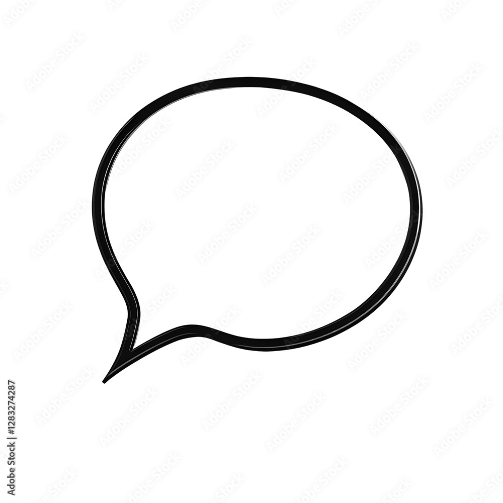 Classic Rounded White Speech Bubble with Black Outline and Pointing Tail Isolated on Plain White Classic Rounded White Speech Bubble with Black Outline and Pointing Tail Isolated on Plain White