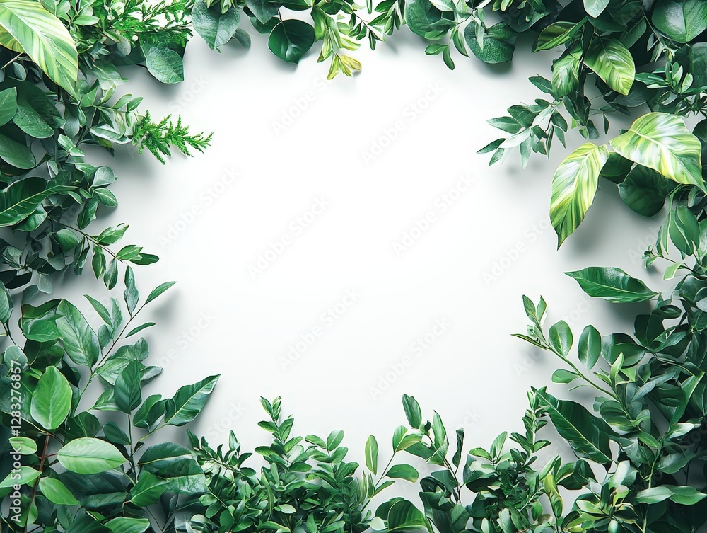 Naklejka premium Plant border frame framing element on white background