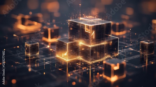 3d cube with glowing light representing futuristic real estate tokenization concept