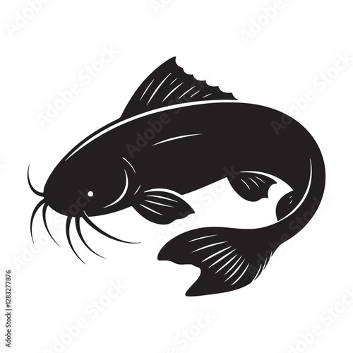 Popular Catfish silhouette, widely recognized and appreciated - Catfish illustration - Minimalist Catfish vector - Fish silhouette
