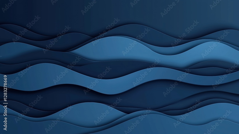 Fototapeta premium Abstract Waves in Deep Blue Tones