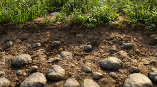 Wallpaper Mural Set of game ground layers and assets isolated on background. Vector cartoon illustration of soil underground layers, green valley, rocky surface with water in cracks, sandy desert, seamless pattern Torontodigital.ca