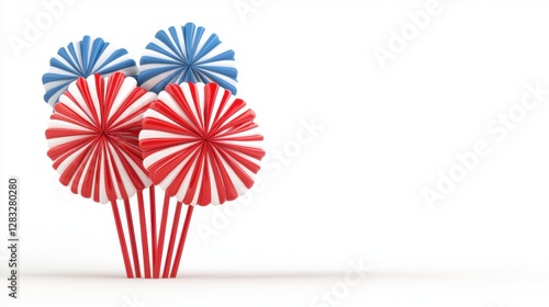 Patriotic Paper Decorations on White Background