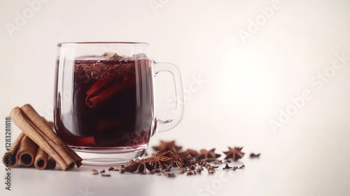 A glass of hot chocolate with cinnamon sticks