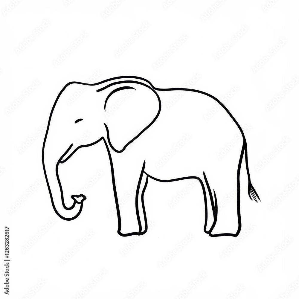 Simple Elephant Outline: A minimalistic outline of a standing elephant, perfect for illustrations, logos, and design projects, conveying strength, wisdom, and a touch of the wild. Simple Elephant Outline: A minimalistic outline of a standing elephant, perfect for illustrations, logos, and design projects, conveying strength, wisdom, and a touch of the wild.