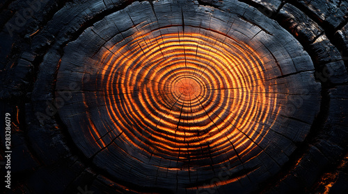 Wallpaper Mural a tree trunk with a circular pattern of fire Torontodigital.ca