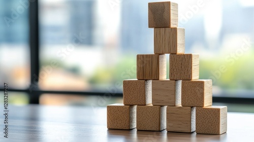 A stack of wooden blocks on a table