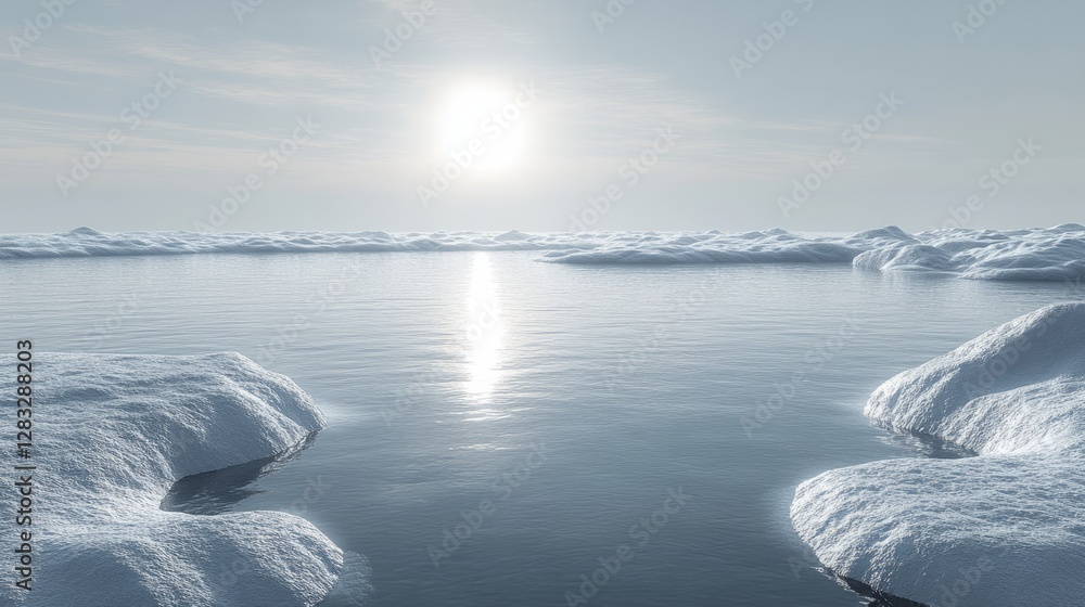 Obraz premium Climate change impact in the Arctic: melting icebergs and cracks in polar ice