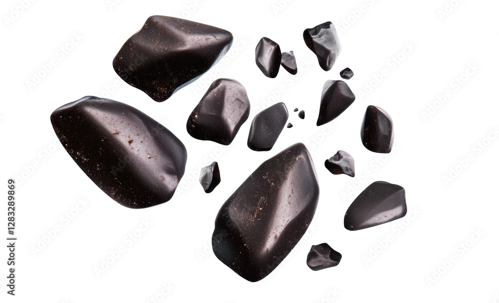 Unique Formation of Black Stones in Varied Shapes, cut out Unique Formation of Black Stones in Varied Shapes, cut out