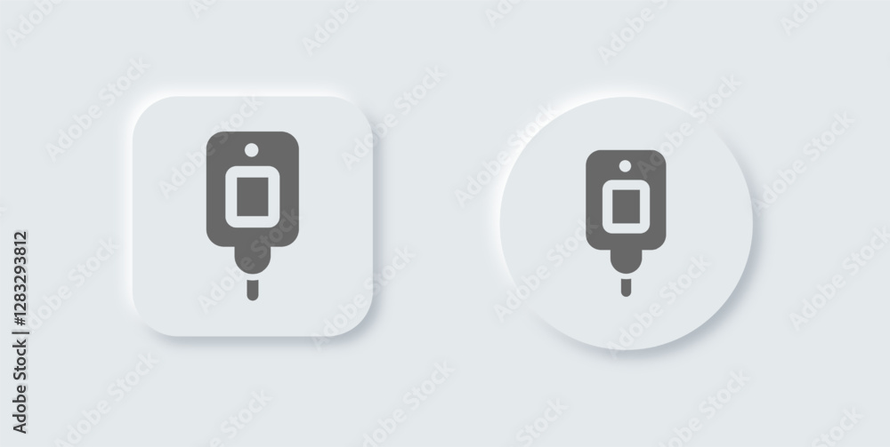 Medicine solid icon in neomorphic design style. Infusion signs vector illustration. Medicine solid icon in neomorphic design style. Infusion signs vector illustration.