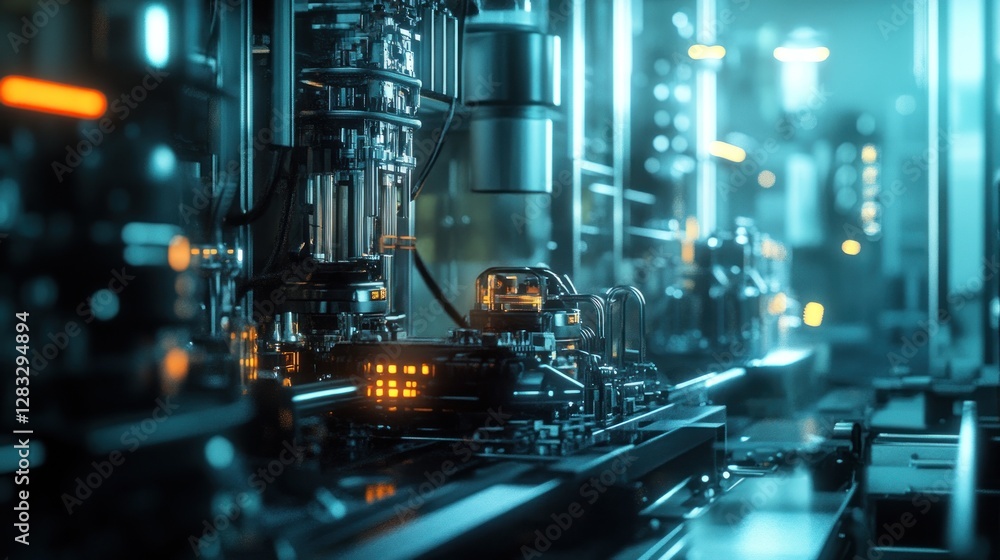 Fototapeta premium Futuristic Industrial Machinery: A Glimpse into Advanced Manufacturing