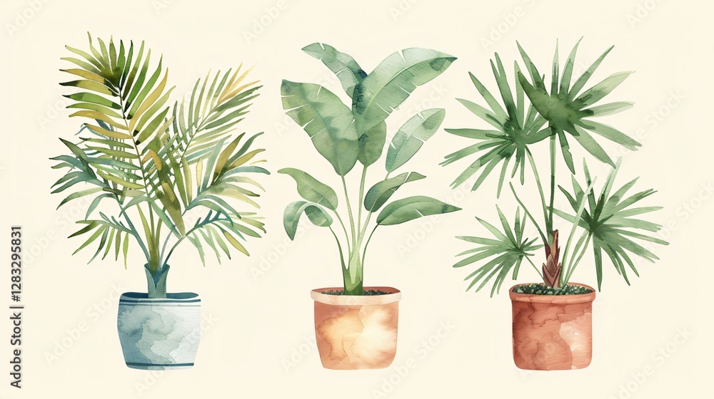 Obraz premium Exotic Tropical Plant Watercolor Illustration