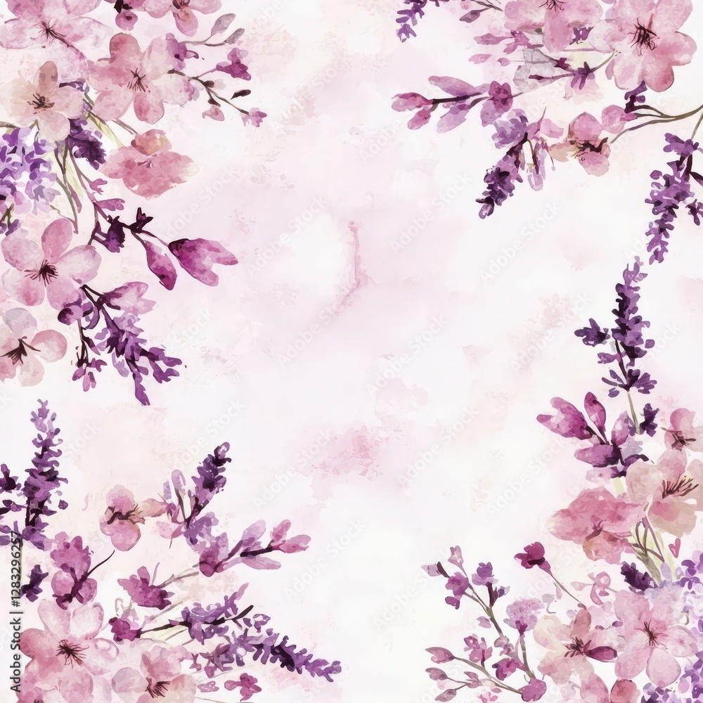 Obraz premium Floral Whisper: Delicate watercolor painting of vibrant flowers and blossoming blooms against a soft pastel canvas, an ode to nature's graceful dance.