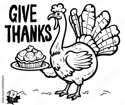 Hand-Drawn Thanksgiving Illustration – Black and White Holiday Design