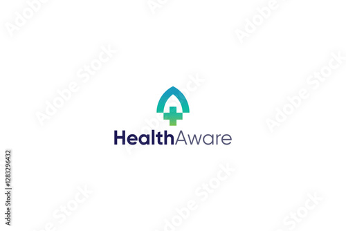 Letter A health aware medical cross green color logo
