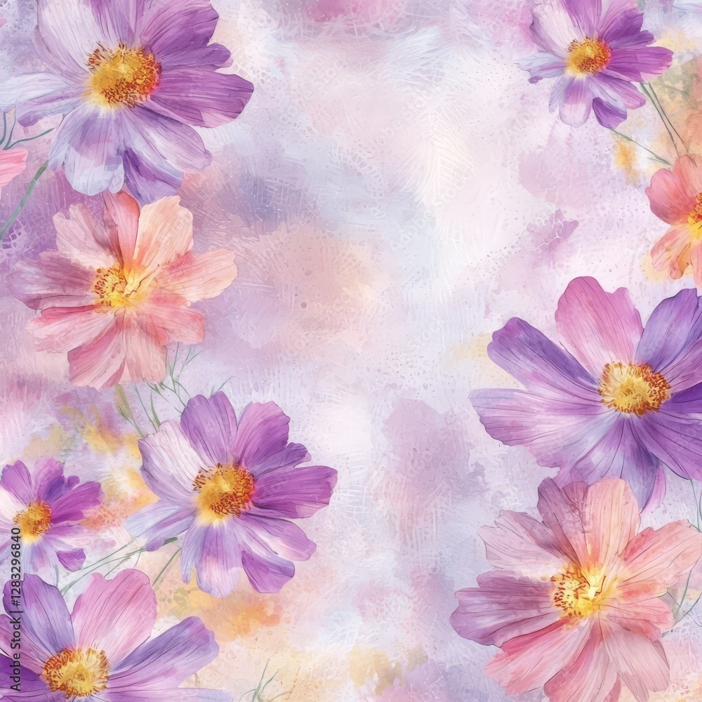 Enchanting Floral Fantasy: A dreamy composition showcases vibrant watercolor flowers in a soft, ethereal display, evoking tranquility and beauty. Enchanting Floral Fantasy: A dreamy composition showcases vibrant watercolor flowers in a soft, ethereal display, evoking tranquility and beauty.