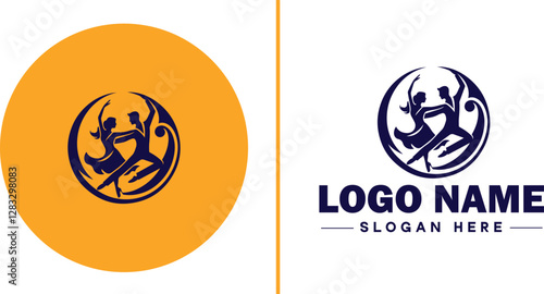Salsa Dance Studio icon Latin dance academy Salsa school Tropical dance studio flat logo sign symbol editable vector