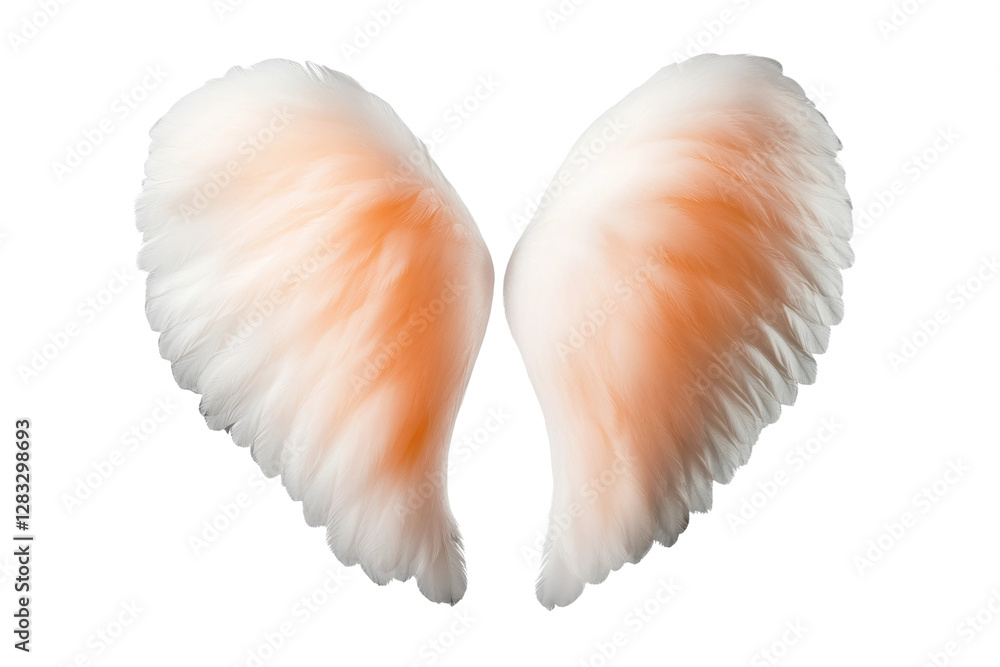 Elegant pink and silver wings in flight, cut out Elegant pink and silver wings in flight, cut out