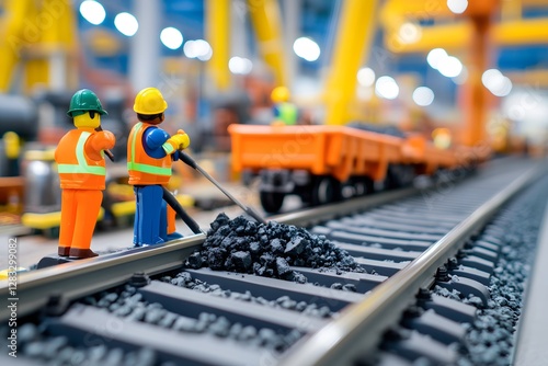 Wallpaper Mural A group working on the tracks at an industrial site in a steel production area, with cranes and workers wearing safety gear near damaged railroad tracks after being hit by heavy vehicles carrying coal Torontodigital.ca