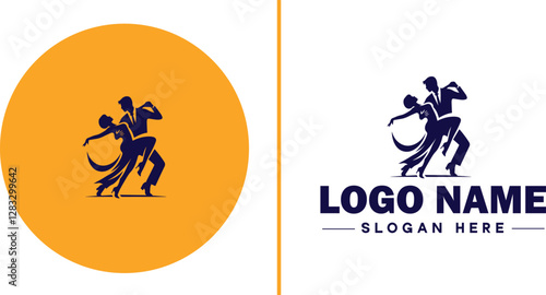 Salsa Dance Studio icon Latin dance academy Salsa school Tropical dance studio flat logo sign symbol editable vector