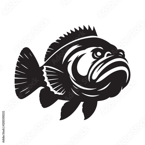 Classic Goliath Grouper silhouette, timeless ocean-inspired art - Goliath Grouper illustration - Minimalist Goliath Grouper vector - Fish silhouette
