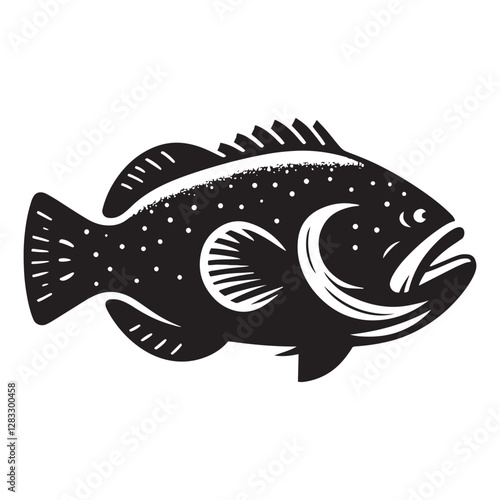Smooth Goliath Grouper silhouette, a perfect marine visual - Goliath Grouper illustration - Minimalist Goliath Grouper vector - Fish silhouette
