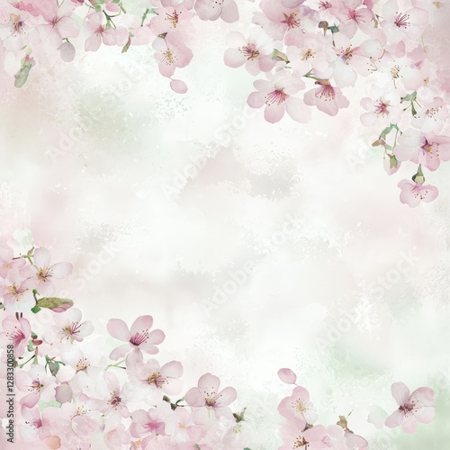 Blossom Embrace: Delicate cherry blossom branches frame a soft, dreamy backdrop, creating a sense of gentle beauty and the arrival of spring. 