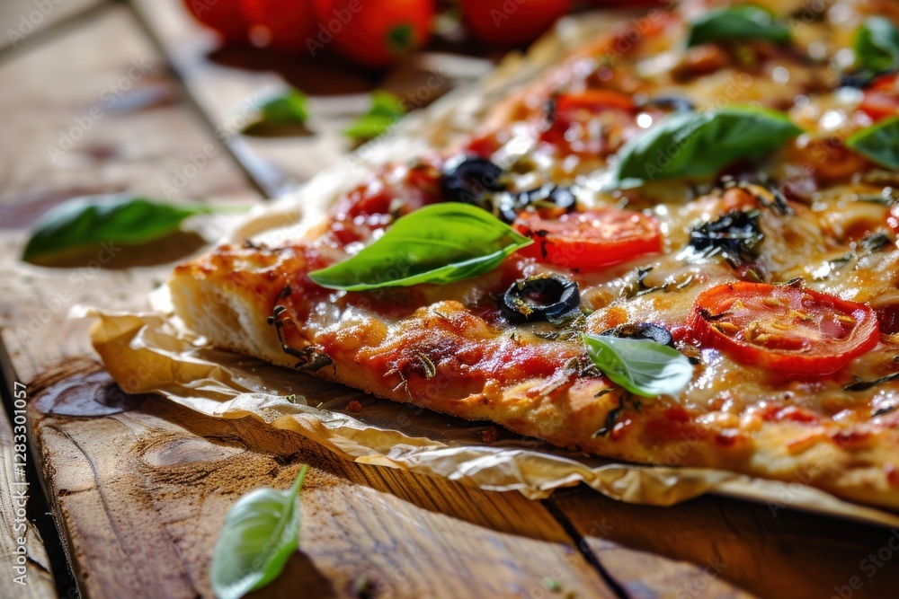 Pizza. Pizza Sicilian, Thick-Crust Italian Pizza with Rich Tomato Sauce, Mozzarella Cheese, and Traditional Toppings, Rustic Pizza Isolated on a Background with Copy Space. Pizza. Pizza Sicilian, Thick-Crust Italian Pizza with Rich Tomato Sauce, Mozzarella Cheese, and Traditional Toppings, Rustic Pizza Isolated on a Background with Copy Space.