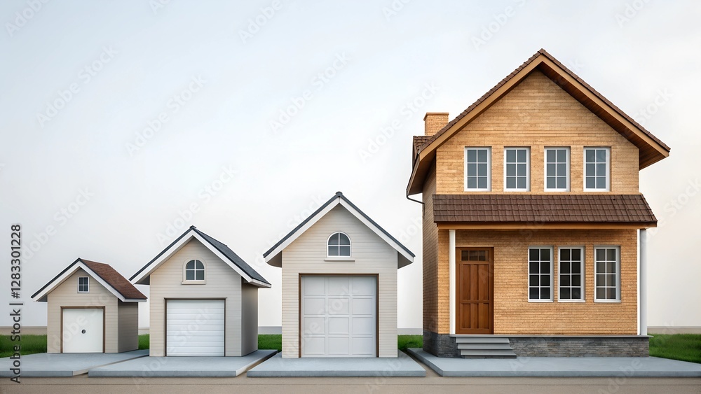 house on a white background, This image shows a house built from building blocks with each block labeled with a cost house on a white background, This image shows a house built from building blocks with each block labeled with a cost