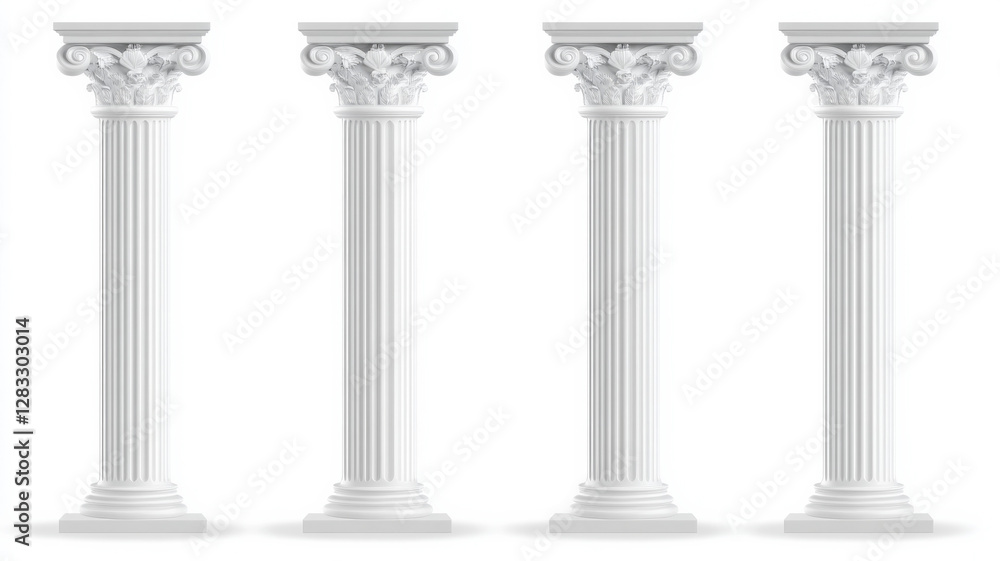 Four white columns with a capital on top Four white columns with a capital on top
