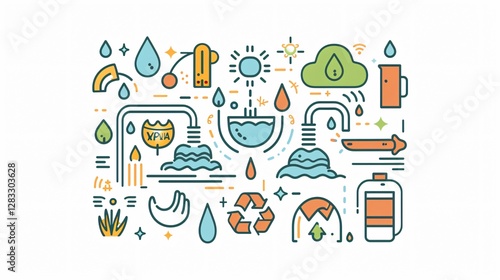 World Water Day Icons: Flat Vector Illustrations for Awareness and Advocacy