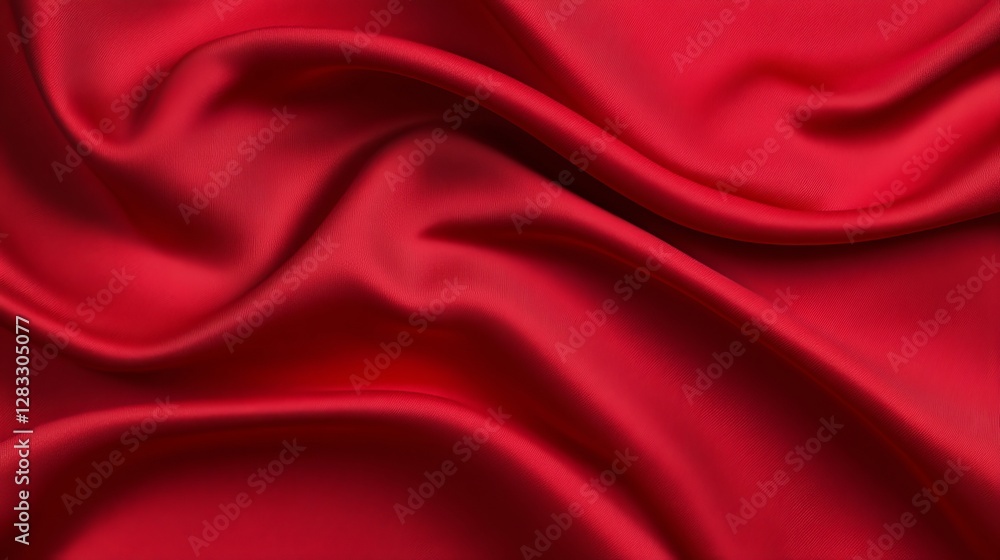 Elegant Red Silk Fabric with Smooth Drapes and Rich Texture Elegant Red Silk Fabric with Smooth Drapes and Rich Texture