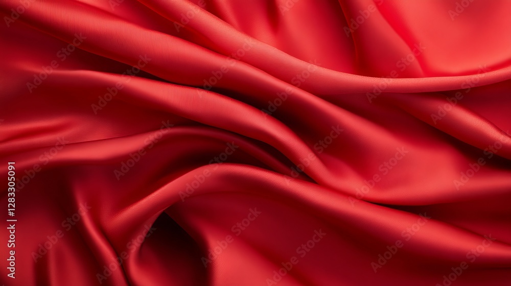 Obraz premium Elegant Red Satin Fabric Texture with Smooth, Flowing Drapery