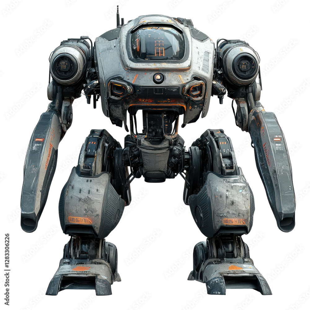 Advanced Combat Mech with Futuristic Design on white background Advanced Combat Mech with Futuristic Design on white background