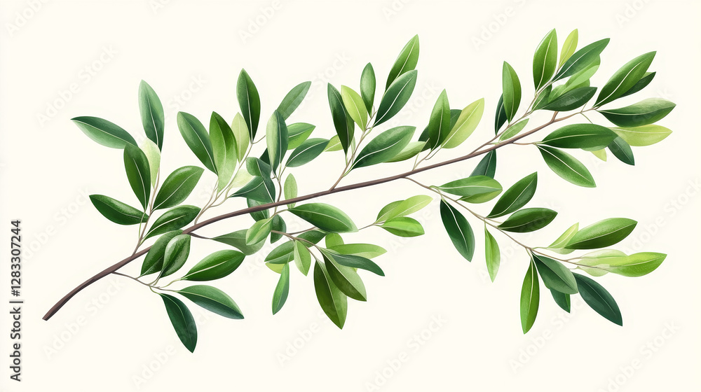 Olive tree branches with green leaves. Mediterranean plant foliage, greek or italian nature symbols with olive tree sprigs, vector realistic illustration isolated on transparent background
