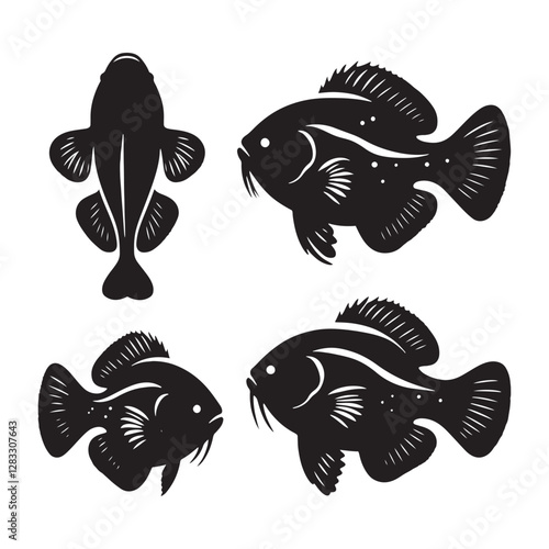 Oceanic Grouper silhouette, a perfect choice for underwater themes - Grouper illustration - Minimalist Grouper vector - Fish silhouette
