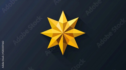Yellow Geometric Asterisk Flat Vector Illustration