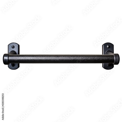 Durable Black Grab Bar for Enhanced Safety on a white background. photo