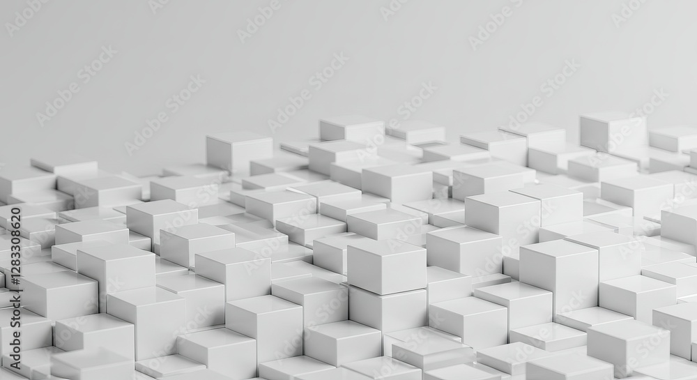 Fototapeta premium white cube boxes blocks background with copy space ,illustration, concept, perspective, technology, building, construction, structure, group,