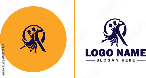 Salsa Dance Studio icon Latin dance academy Salsa school Tropical dance studio flat logo sign symbol editable vector