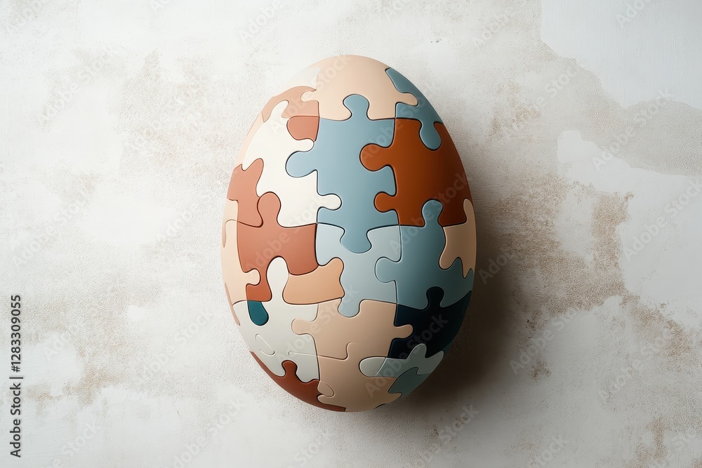 Colorful puzzle egg decoration for Easter Sunday celebration during springtime with family fun and festive activities