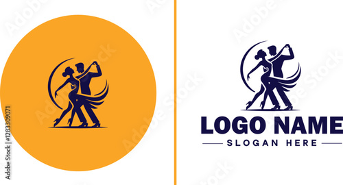 Salsa Dance Studio icon Latin dance academy Salsa school Tropical dance studio flat logo sign symbol editable vector