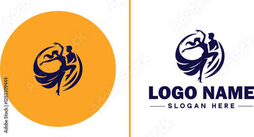 Salsa Dance Studio icon Latin dance academy Salsa school Tropical dance studio flat logo sign symbol editable vector